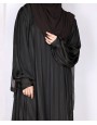 Metallic Stripe Abaya - Khakee