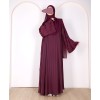Metallic Stripe Abaya - Mulberry