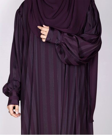 Metallic Stripe Abaya - Purple