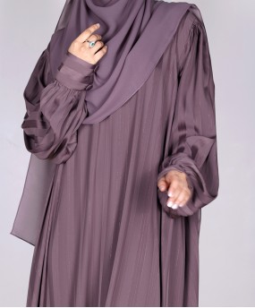 Metallic Stripe Abaya - Rose Mauve