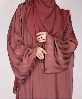 Metallic Stripe Abaya - Rust