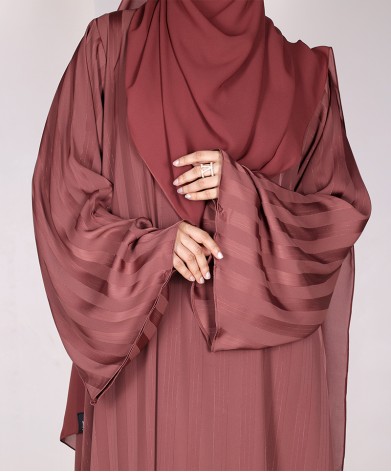 Metallic Stripe Abaya - Rust