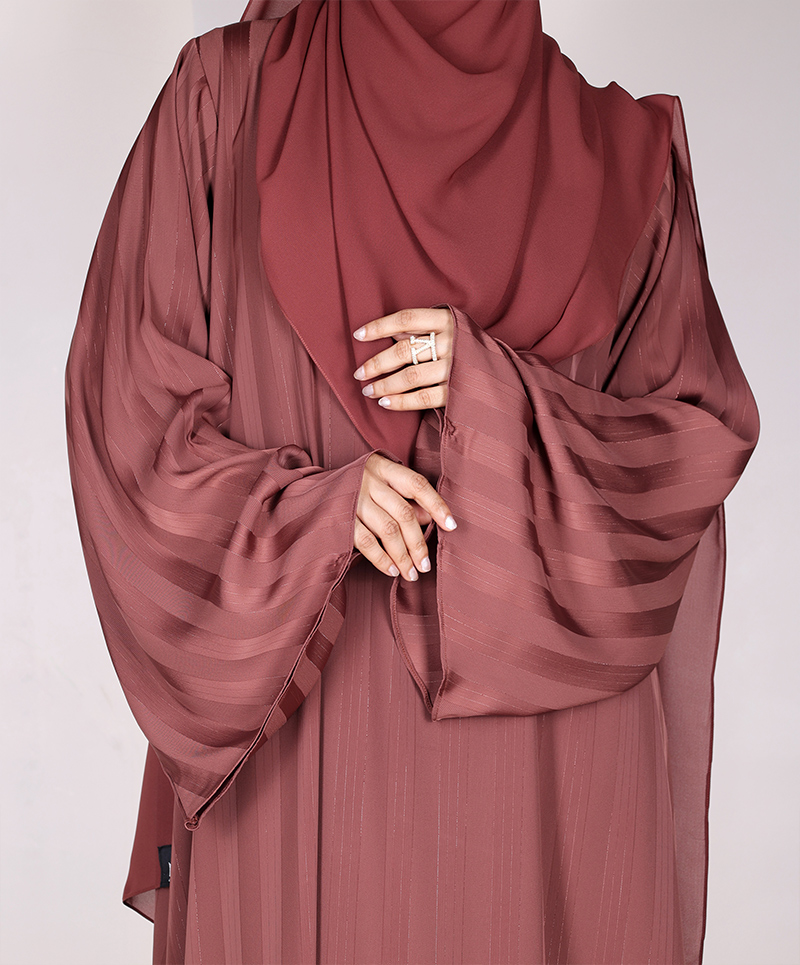 Metallic Stripe Abaya - Rust