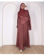 Metallic Stripe Abaya - Rust