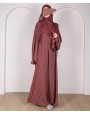 Metallic Stripe Abaya - Rust