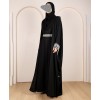 Crystal Belt Abaya - Black