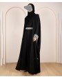 Crystal Belt Abaya - Black