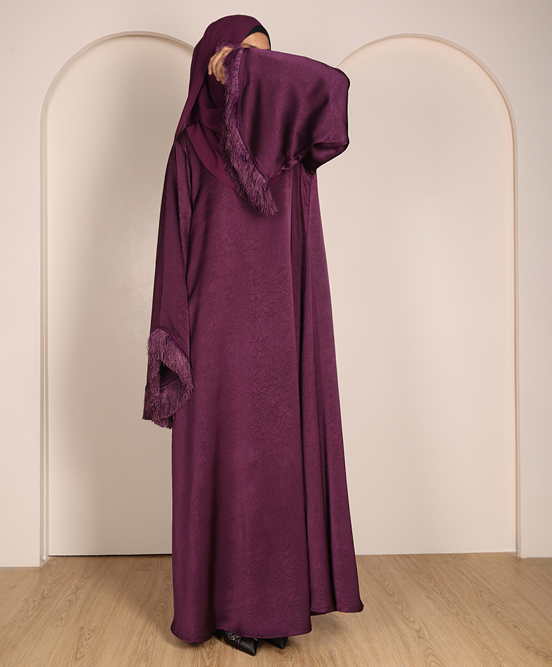 Abaya 3 Pc Set - Deep Purple