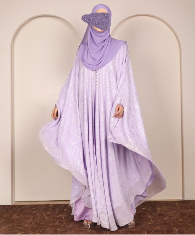 Lilac Silver - 4 Pc Abaya Set