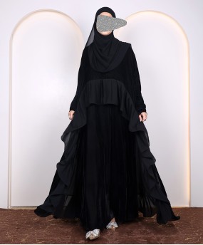 Black Velvet 4 Pc Set Abaya