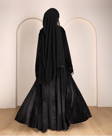 Shimmer Velvet Abaya - Black
