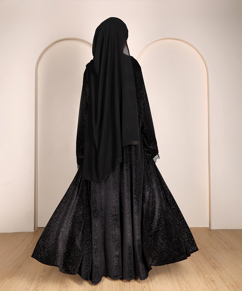 Shimmer Velvet Abaya - Black