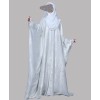 Metallic 3Pc Set Abaya- White Gold