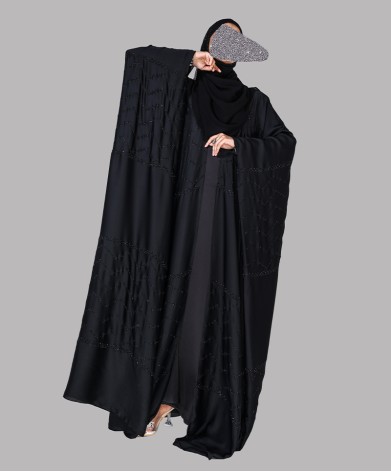 Bisht 4 Pc Set Abaya - Black