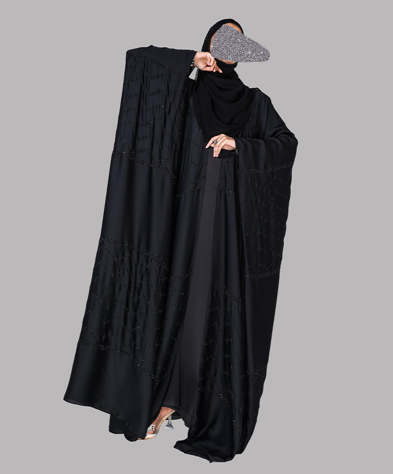 Bisht 4 Pc Set Abaya - Black