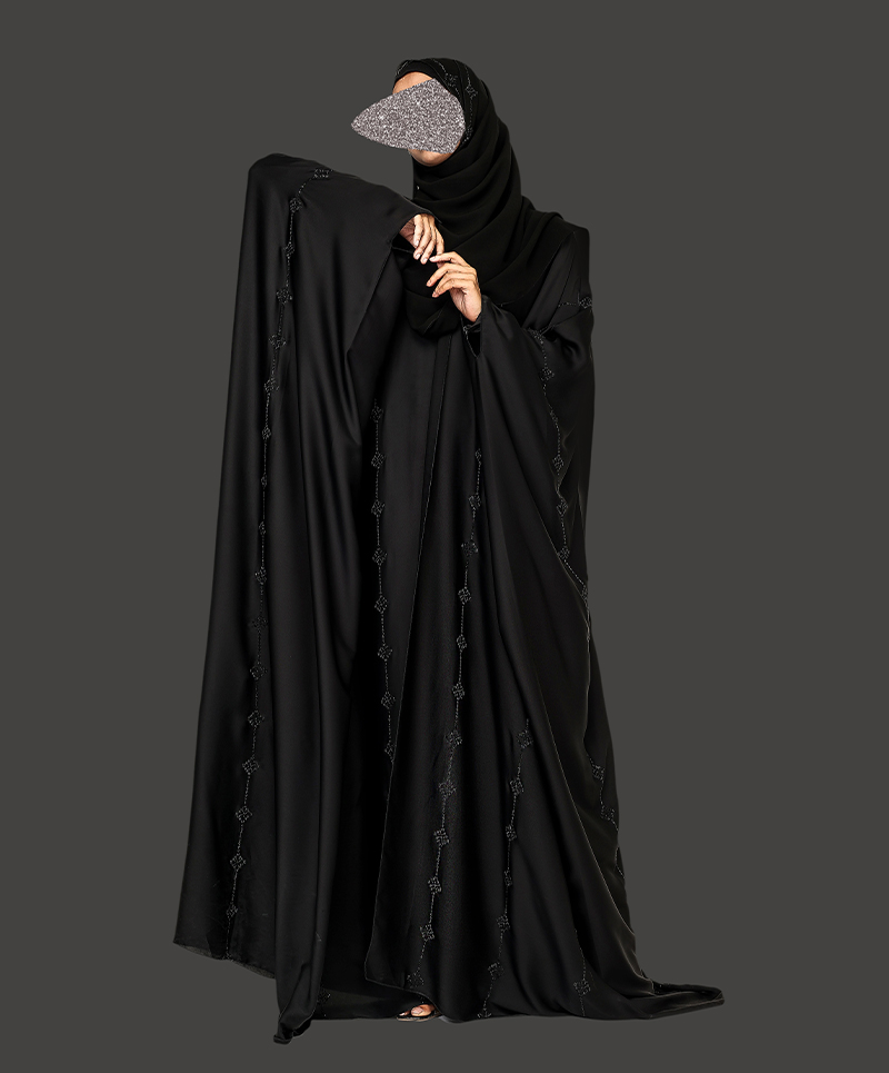 Bisht 4 Pc Set Abaya - Black
