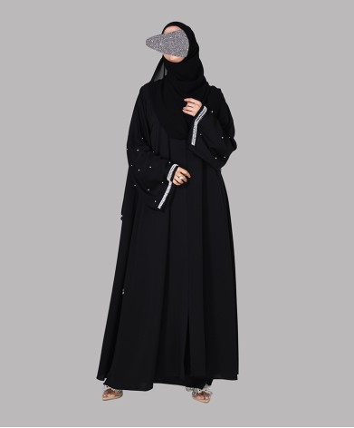 Pearl Abaya 4 Pc Set - Black