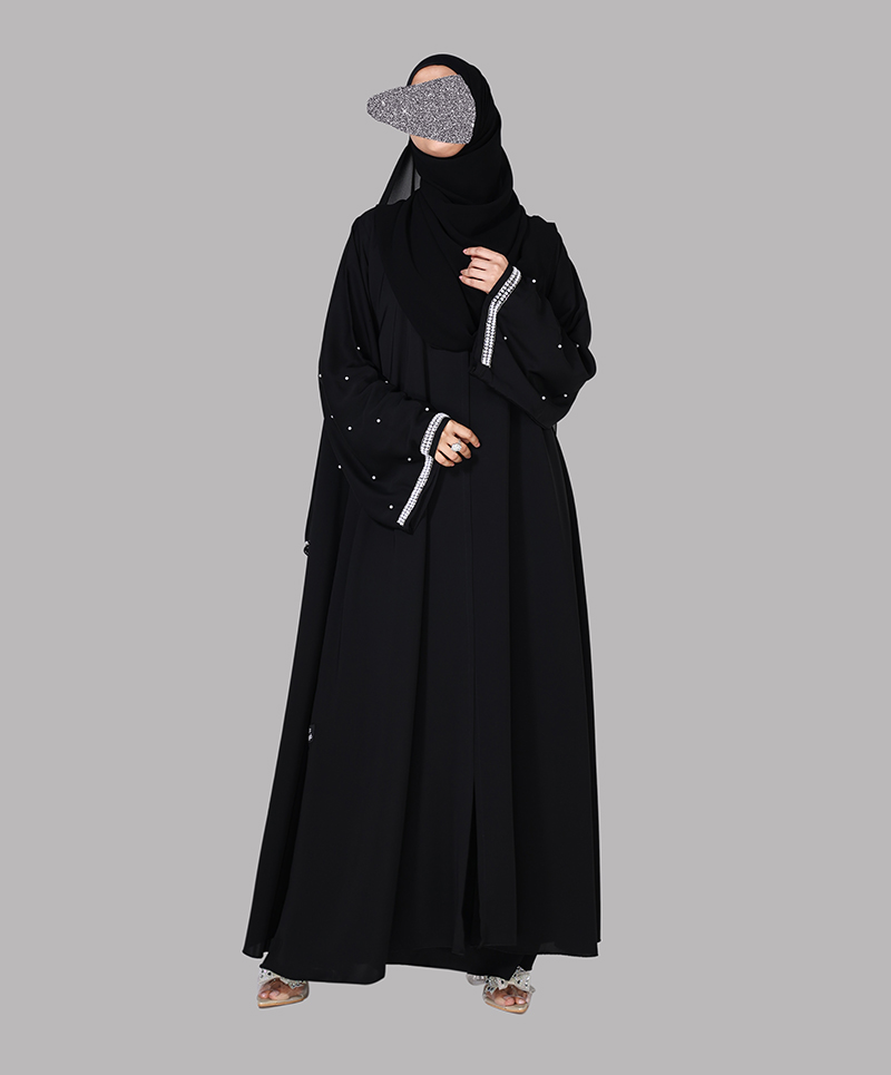 Pearl Abaya 4 Pc Set - Black
