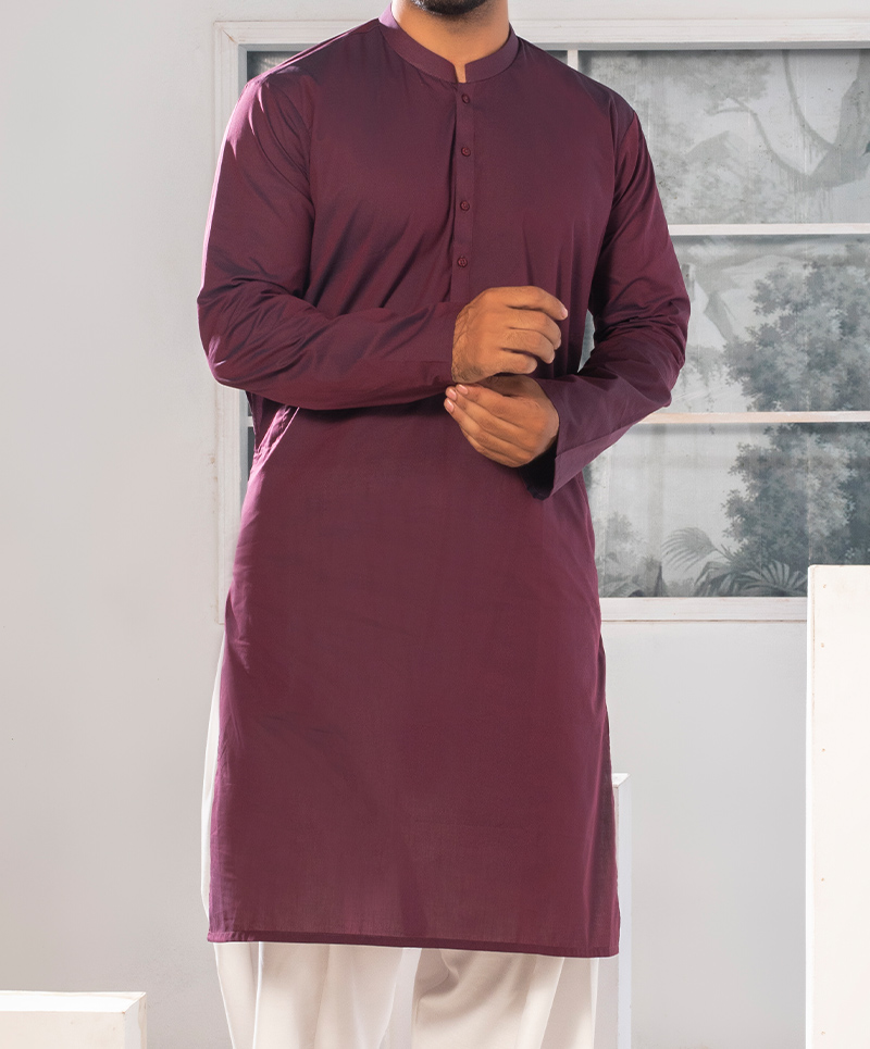 MEN KURTA PLAIN MAROON