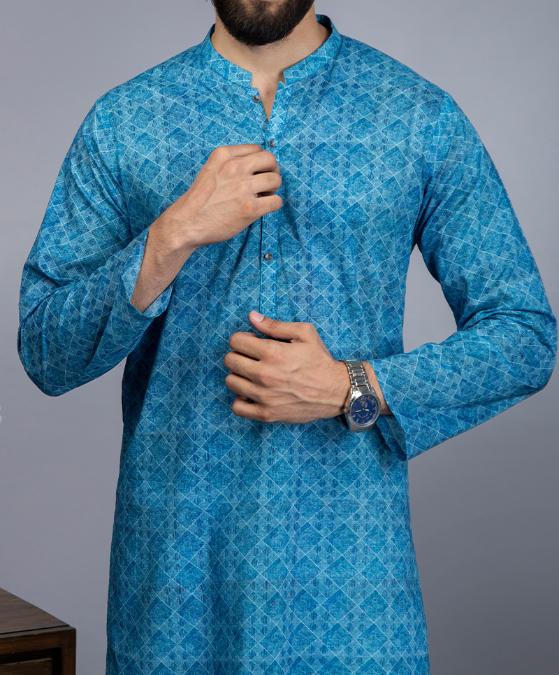 Men Kurta - Blue
