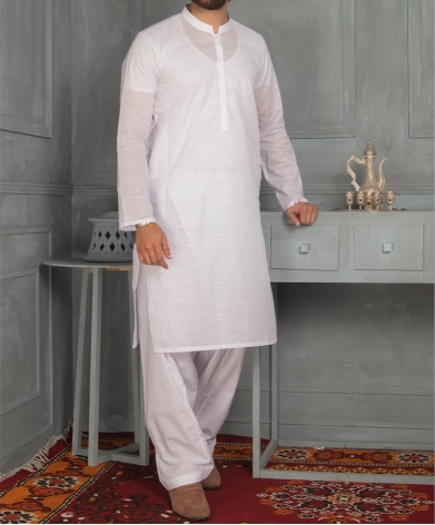 Men Shalwar Kameez - White