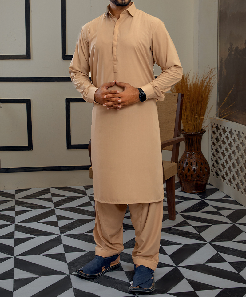 Men Kameez Shalwar-Fawn