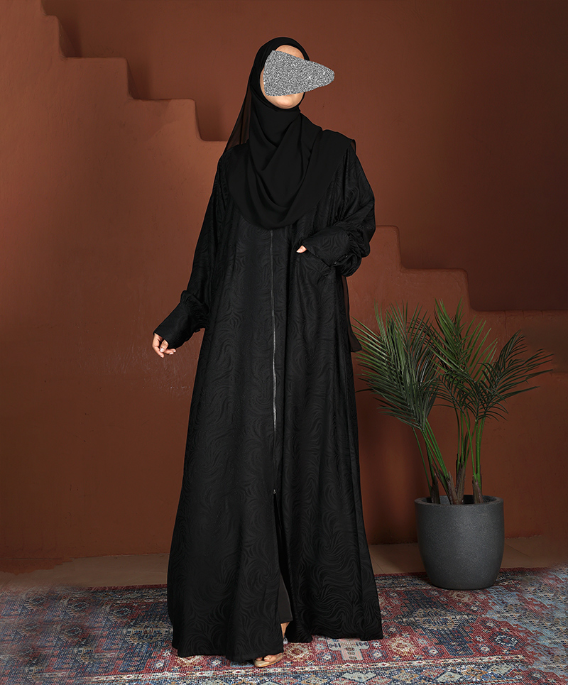 Abaya  (Front Zip)  - Black