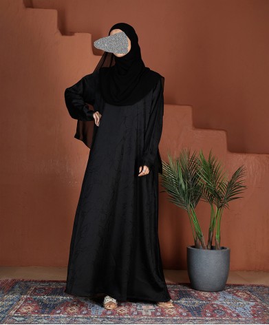 Abaya  (Sleeve Lace)  - Black
