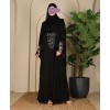 Hand Work Abaya 4 Pc - Black
