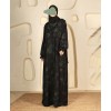 Abaya 3 Pc Set Self Print- Green