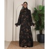 Abaya 3 Pc Set Self Print- Gold