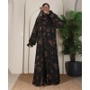 Abaya 3 Pc Set Self Print- Gold