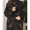 Abaya 3 Pc Set Self Print- Gold