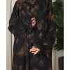 Abaya 3 Pc Set Self Print- Gold