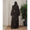 Abaya 3 Pc Set Self Print- Gold