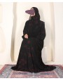 Abaya 3 Pc Set Self Print- Red