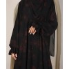 Abaya 3 Pc Set Self Print- Red