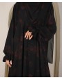 Abaya 3 Pc Set Self Print- Red
