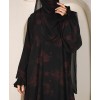 Abaya 3 Pc Set Self Print- Red