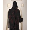 Abaya 3 Pc Set Self Print- Red