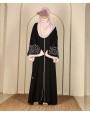Abaya 3 Pc Set SLV Work - Black