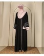 Abaya 3 Pc Set SLV Work - Black