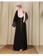 Abaya 3 Pc Set SLV Work - Black