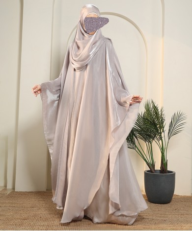 Daliya 4 Pc Set Abaya - Silver