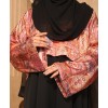 Satin Print 3 Pc Set Abaya - Black