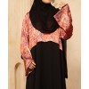 Satin Print 3 Pc Set Abaya - Black