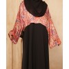 Satin Print 3 Pc Set Abaya - Black