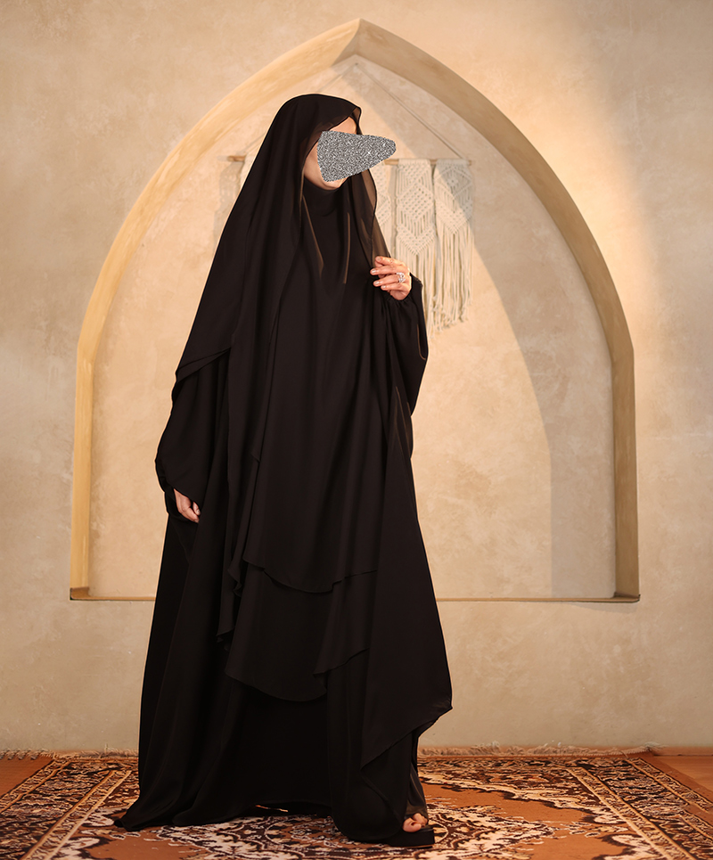 Khimar 2 Pc Set Abaya - Black
