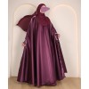 Flowy 4 Pc Set Abaya - Metallic Plum