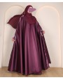 Flowy 4 Pc Set Abaya - Metallic Plum